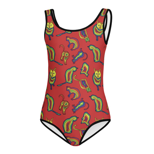 "Cats"  Allover Print Kids Swimsuit