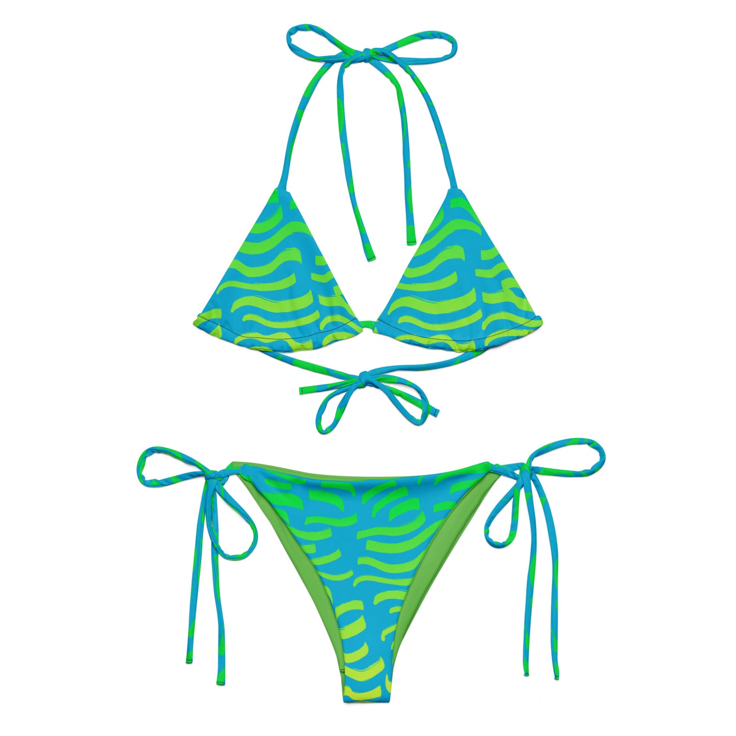 "Waves"   Allover print recycled string bikini