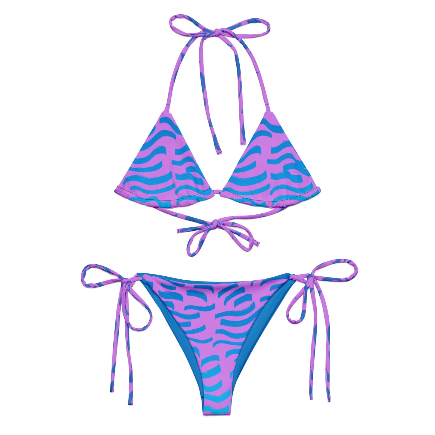 "Waves"   Allover print recycled string bikini