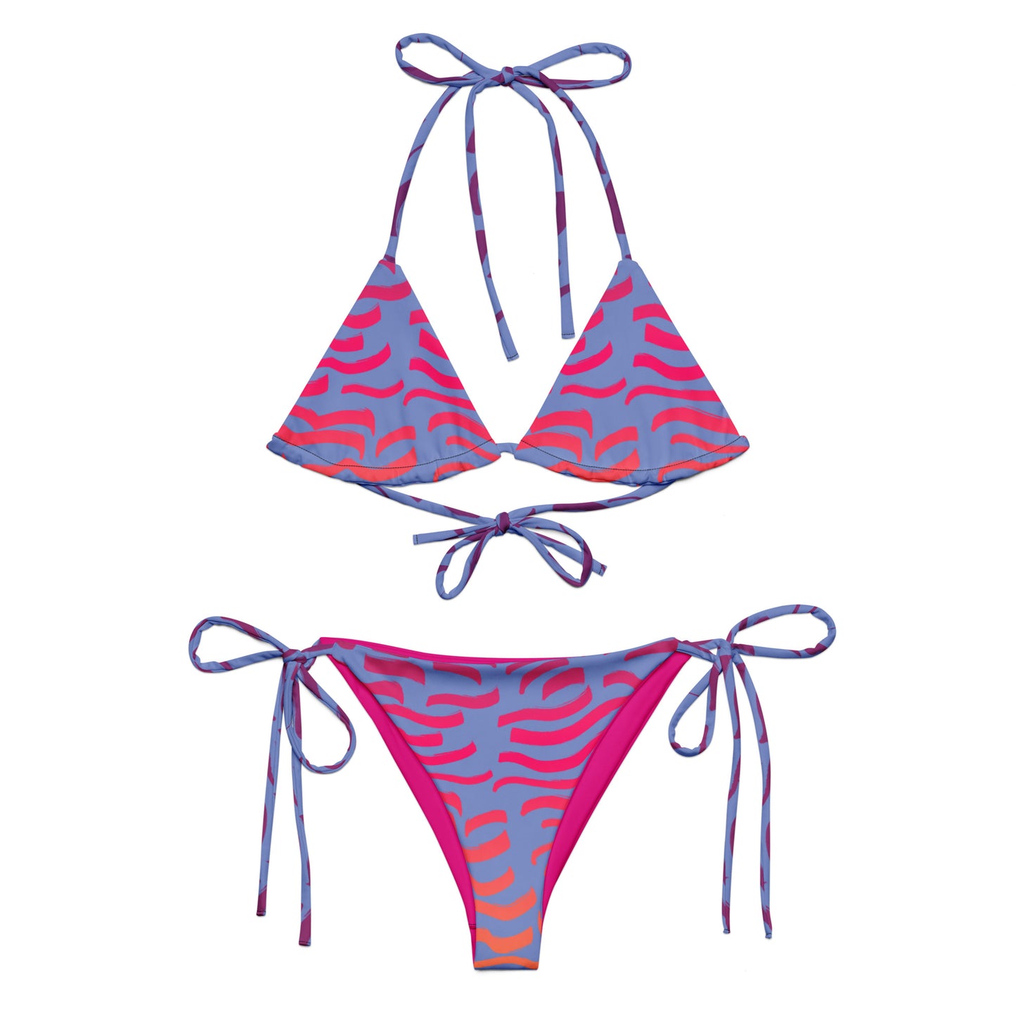"Waves"   Allover print recycled string bikini