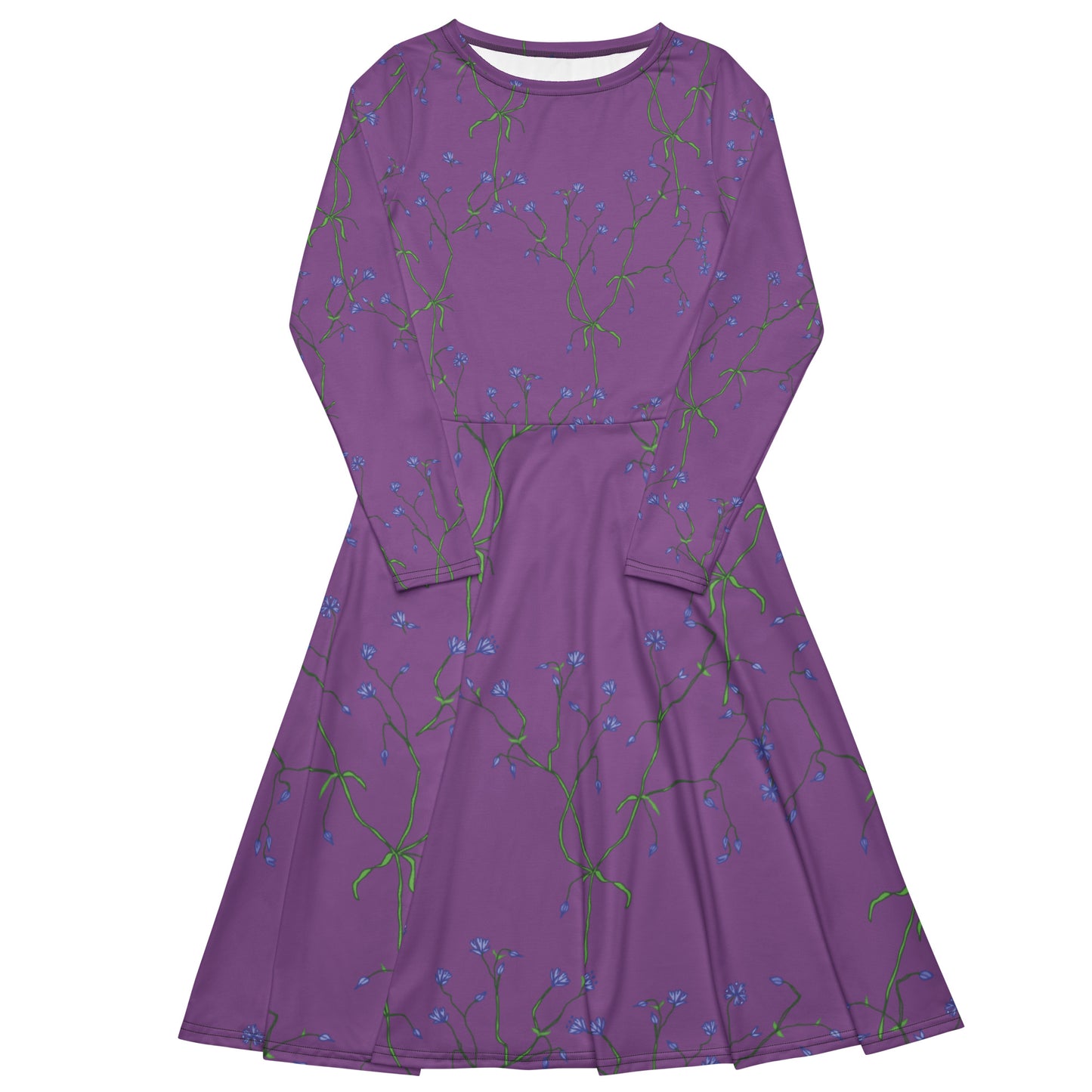 "Nordic night" Allover print long sleeve midi dress